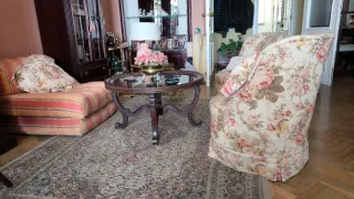 Mesa de centro redonda madera y cristal