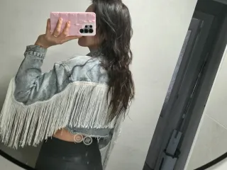 Chaqueta vaquera S con flecos y rotos