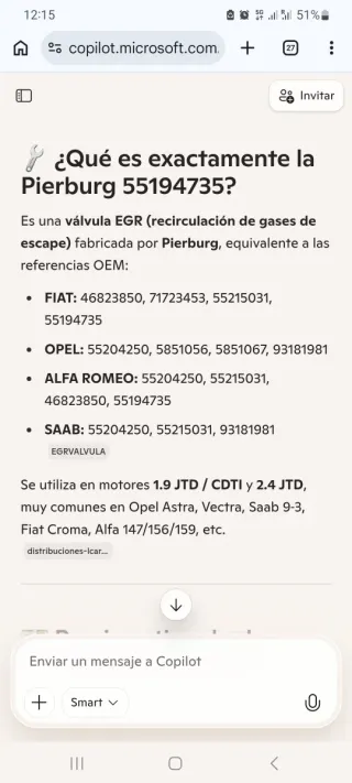 Válvula EGR i 55194735 Pieburg B714