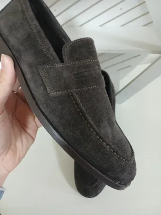 Mocassini scamosciati marrone uomo