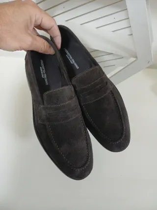 Mocassini scamosciati marrone uomo