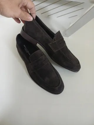 Mocassini scamosciati marrone uomo