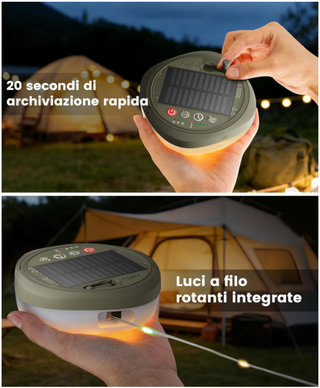 Catena LED Campeggio 10m 130 LED Solare/USB