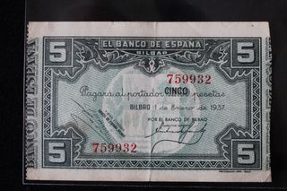 Billete 5 Pesetas Banco de España 1937
