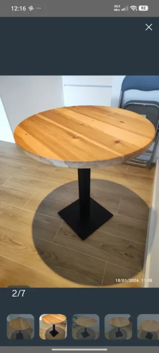 Mesa redonda madera y metal