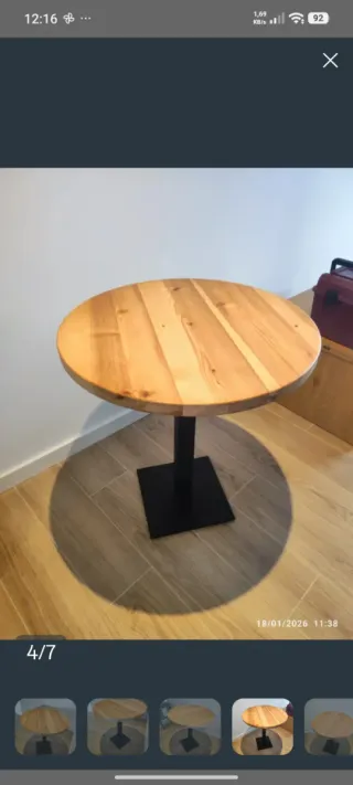 Mesa redonda madera y metal