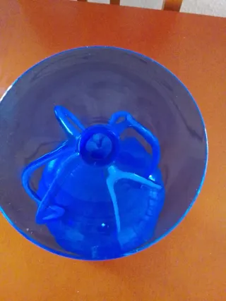 Cuenco de cristal azul y blanco de francia