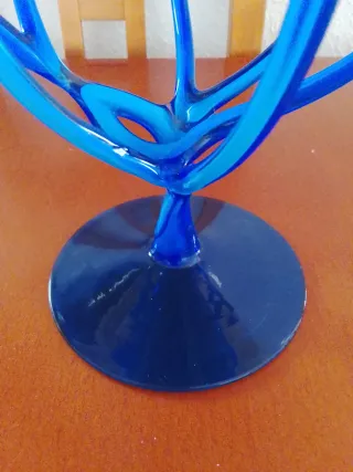 Cuenco de cristal azul y blanco de francia