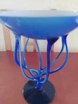 Cuenco de cristal azul y blanco de francia