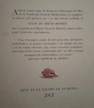 ATLAS DE DIEGO HOMEN 1561 - LIBRO FACSIMIL NÁUTICA