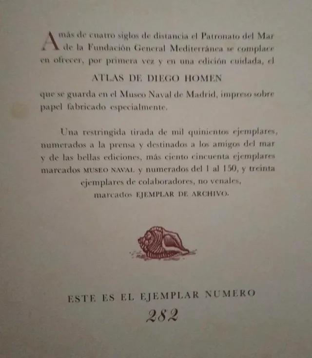 ATLAS DE DIEGO HOMEN 1561 - LIBRO FACSIMIL NÁUTICA