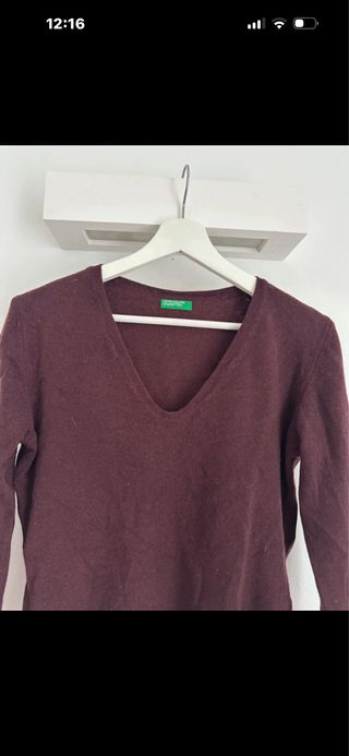 Maglione Benetton Marrone Scollo V
