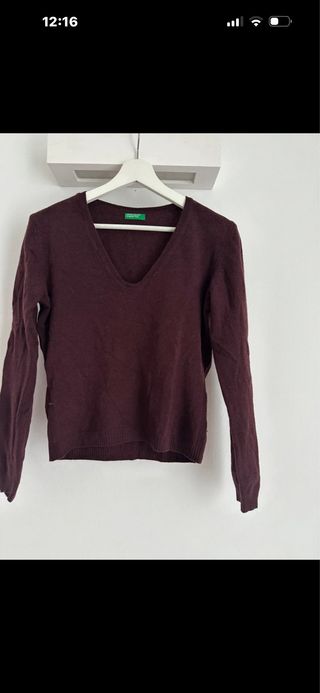 Maglione Benetton Marrone Scollo V