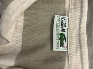 Polo Lacoste Rayas Verde/Blanco Talla L