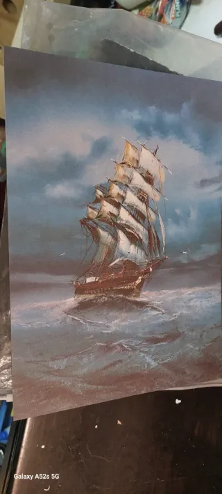 Dipinto a olio su tela: Nave in tempesta