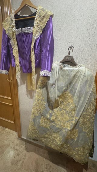 Traje Fallera Adulta Negro Multicolor