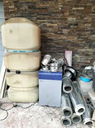 Caldera gasoil Facody + depósito + chimenea inox