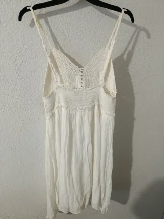 Vestido blanco crochet flores