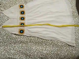 Vestido blanco crochet flores