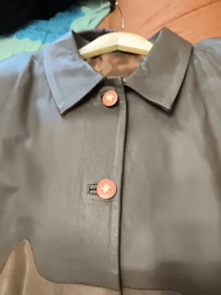 Chaqueta Piel y Ante Marrón , Talla SG