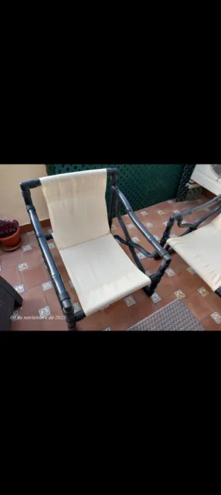 Conjunto 3 sillones y mesa terraza beige/negro