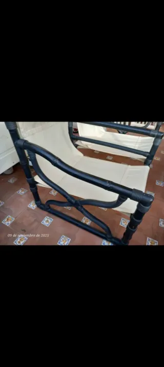 Conjunto 3 sillones y mesa terraza beige/negro