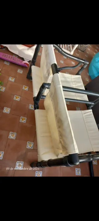 Conjunto 3 sillones y mesa terraza beige/negro