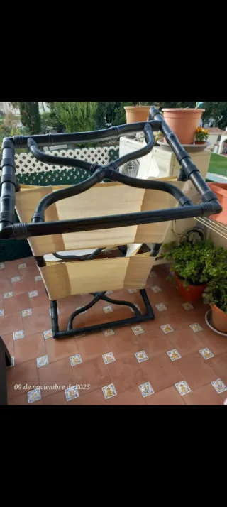 Conjunto 3 sillones y mesa terraza beige/negro