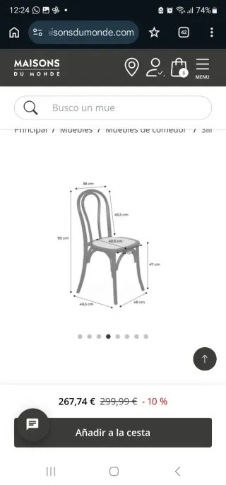 Silla vintage madera negra ratán