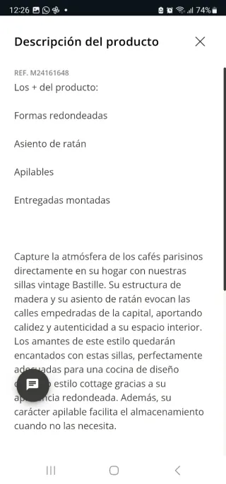 Silla vintage madera negra ratán