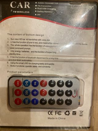 Transmisor FM Coche 8 en 1 USB tarjeta SD