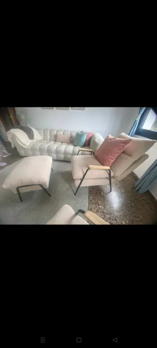 Sillones reclinables de pana con reposapiés