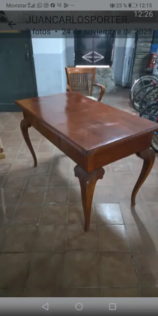 Mesa escritorio vintage isabelina madera