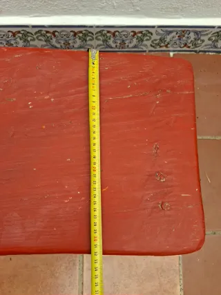 Taburete antiguo madera maciza rojo