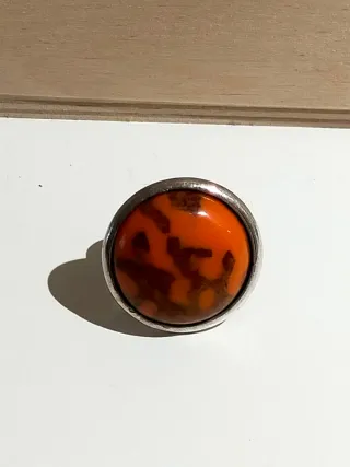 Anillo ajustable plata, naranja y marrón NATURE