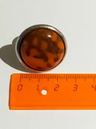 Anillo ajustable plata, naranja y marrón NATURE