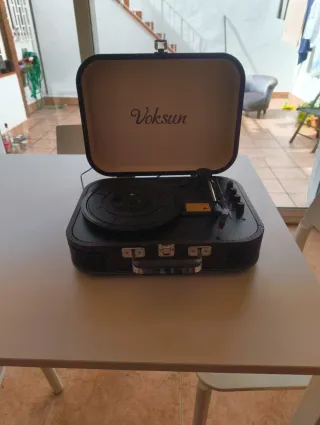 Tocadiscos Portátil Voksun Maleta Negro/Marrón