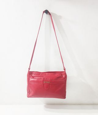 Vintage/ Bolso de hombro cuero genuino rojo