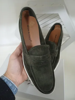Mocassini uomo scamosciati verdi