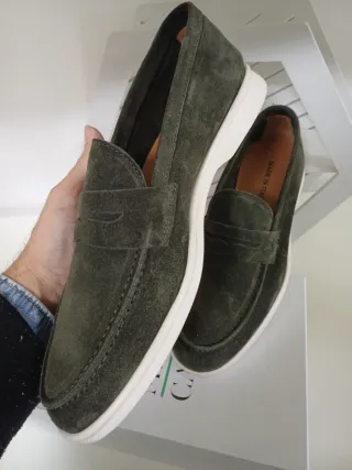 Mocassini uomo scamosciati verdi