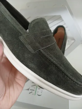 Mocassini uomo scamosciati verdi