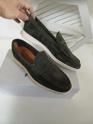 Mocassini uomo scamosciati verdi