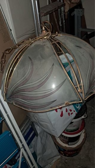 Lampadario oro e vetro trasparente