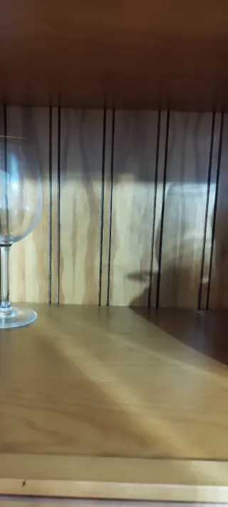 Mueble de salón de madera y cristal