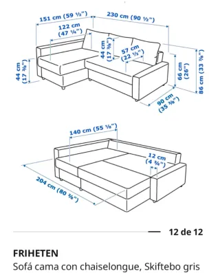 Sofá Cama IKEA FRIHETEN Chaise Longue Arcón