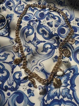 Collana Sicily con ciondoli ceramica bianca e blu