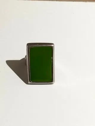 Anillo ajustable plata y verde claro