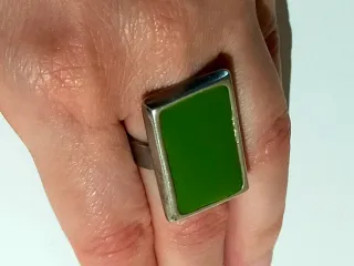 Anillo ajustable plata y verde claro