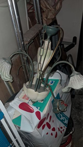 Lampadario vintage verde e beige