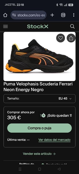 Zapatillas PUMA Ferrari Velophasis Neon
